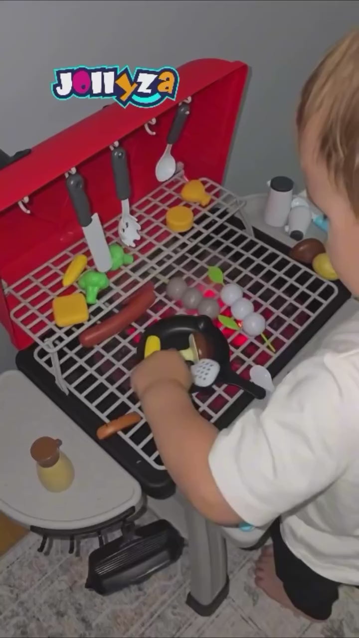 Kids Playset 41Pcs BBQ Toy with Smoke, Sound & Light for Pretend Play