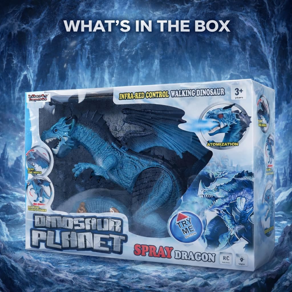 Liberty Imports Dino Planet Remote Control RC Walking Dinosaur Toy with Shaking Head, Light Up Eyes and Sounds (Fire Dragon)