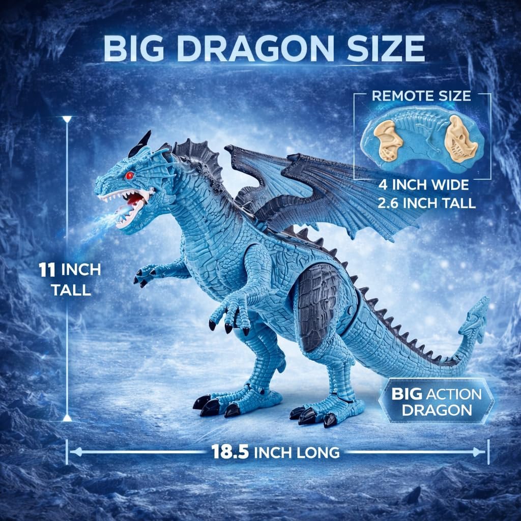 Liberty Imports Dino Planet Remote Control RC Walking Dinosaur Toy with Shaking Head, Light Up Eyes and Sounds (Fire Dragon)
