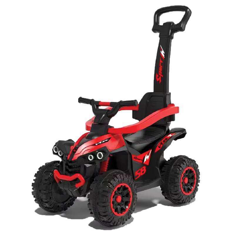 2-in-1 Baby Ride-On Car with Push Handle, Music, Lights & Safety Bar